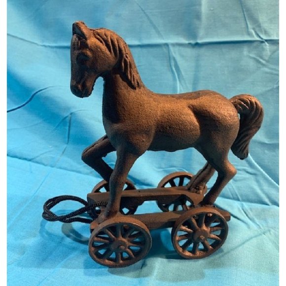 Cast Iron Horse Pull Toy on Wheels 0170-13603 - Picture 5 of 10